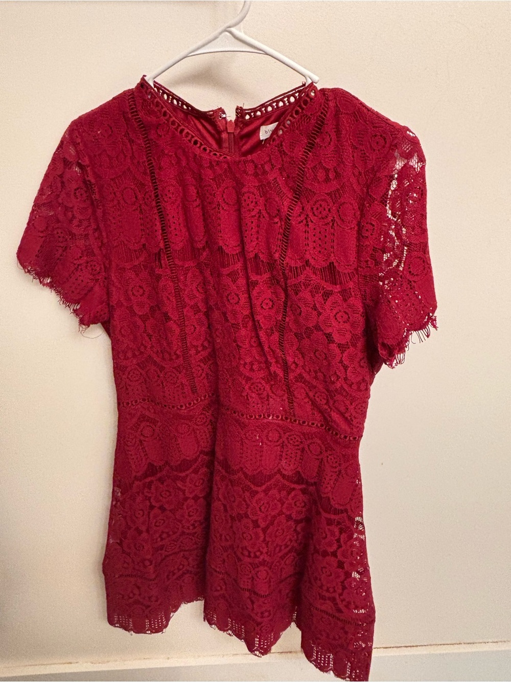 Blu Pepper Red Lace Short Sleeve Tunic Top